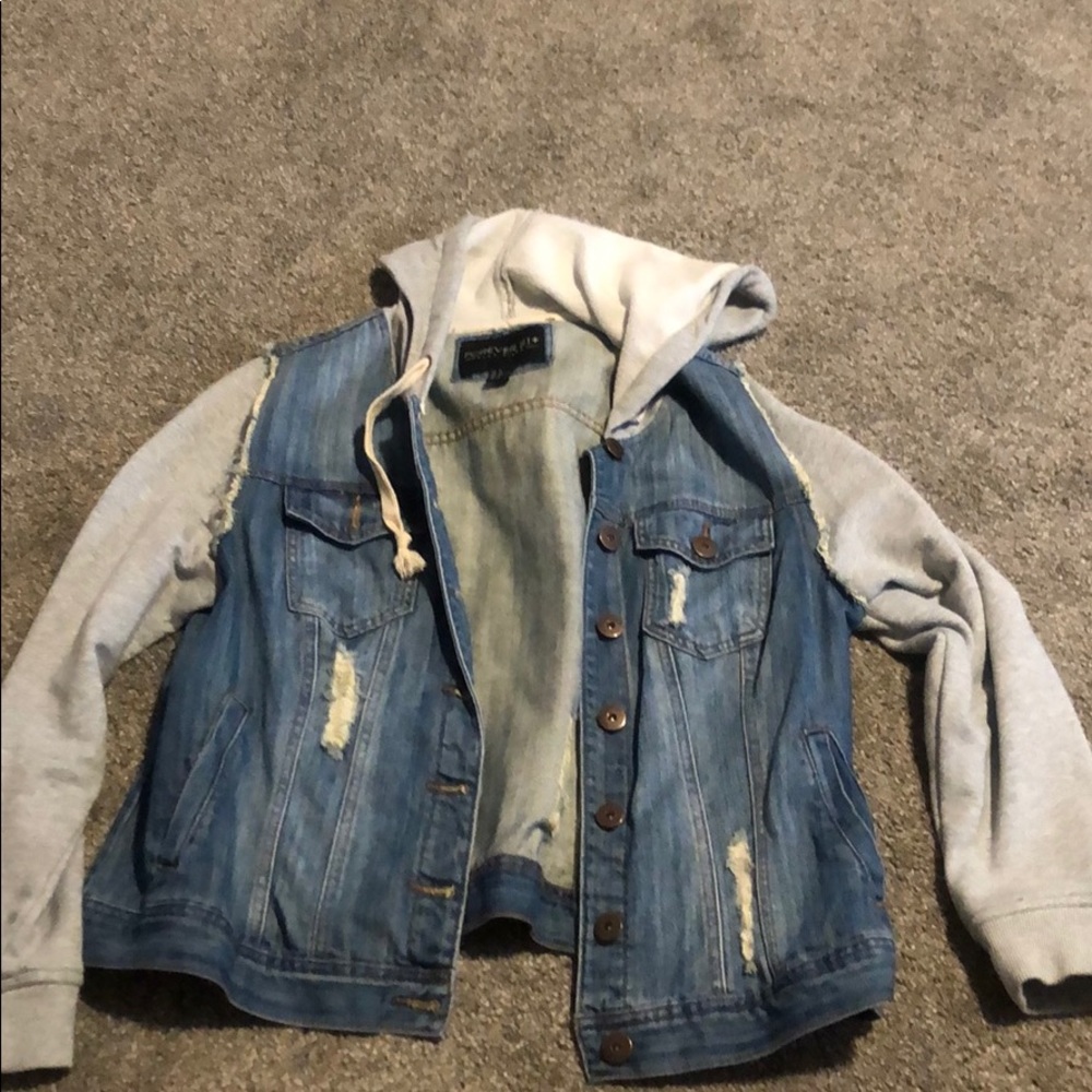 Layered jacket with hood